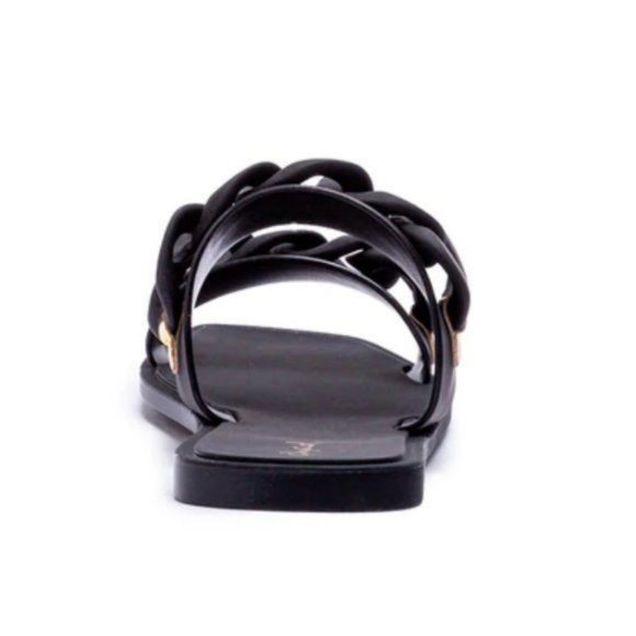 !! NEW !! Jelly Slide Sandals with Chain Detail in Matte Black - Picture 8 of 11